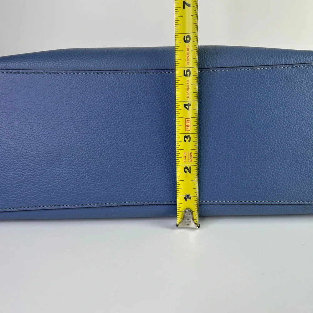 Coach Mollie Tote Stone Blue Pebbled Leather Bag Good